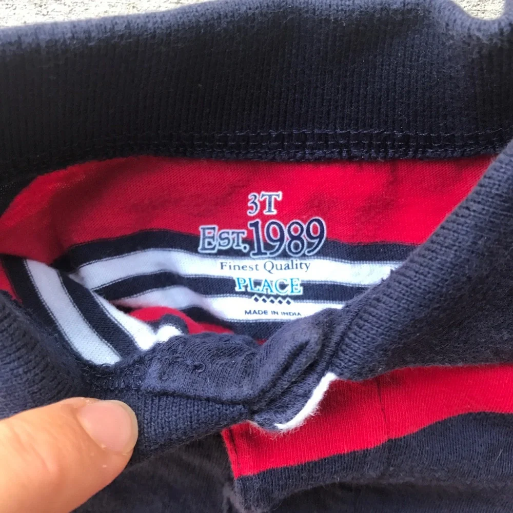 Red and Navy collard tee 3T - Picture 3 of 4